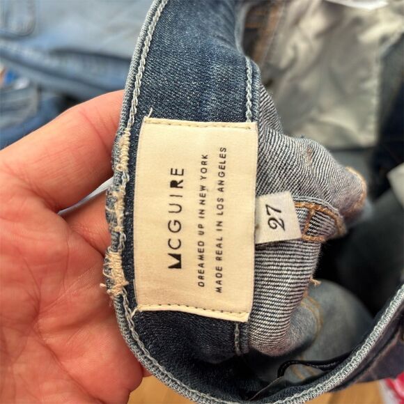 McGuire Women's Striped Skinny Jeans Blue Size 27 Medium Wash - Picture 8 of 9